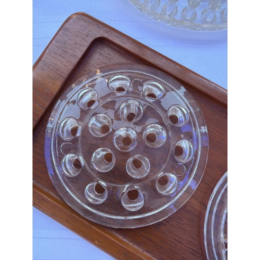 Vintage Clear Glass Floral Flower Frogs Lot of 2.